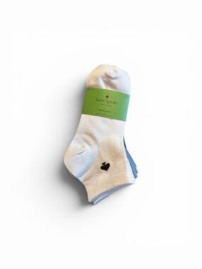 Kate Spade Head Over Heels Quarter Socks 3 Shades of Blue 6 Pack Spade Logo